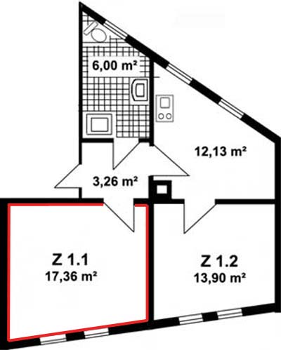 Wohnung 1 Zimmer 1