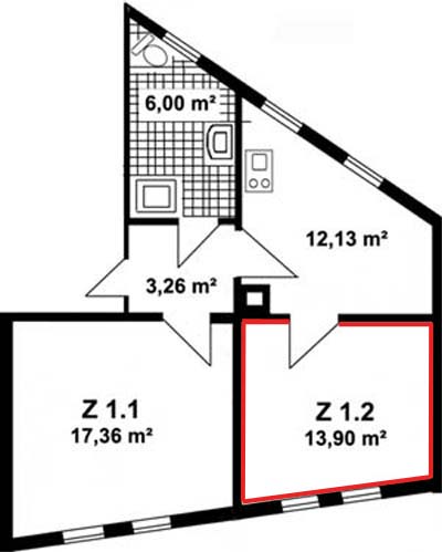 Wohnung 1 Zimmer 2